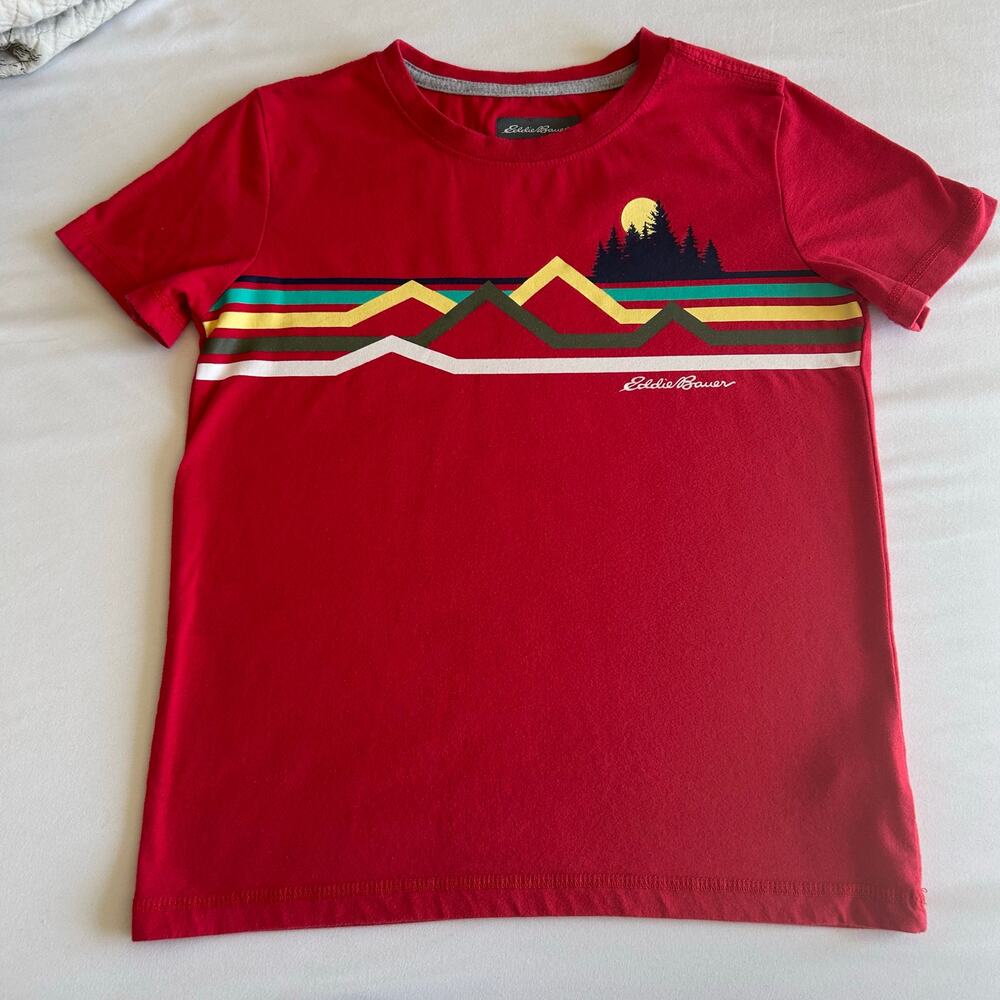 Eddie Bauer Boys Kids Short Sleeve Red Nature T-Shirt Small (7/8)